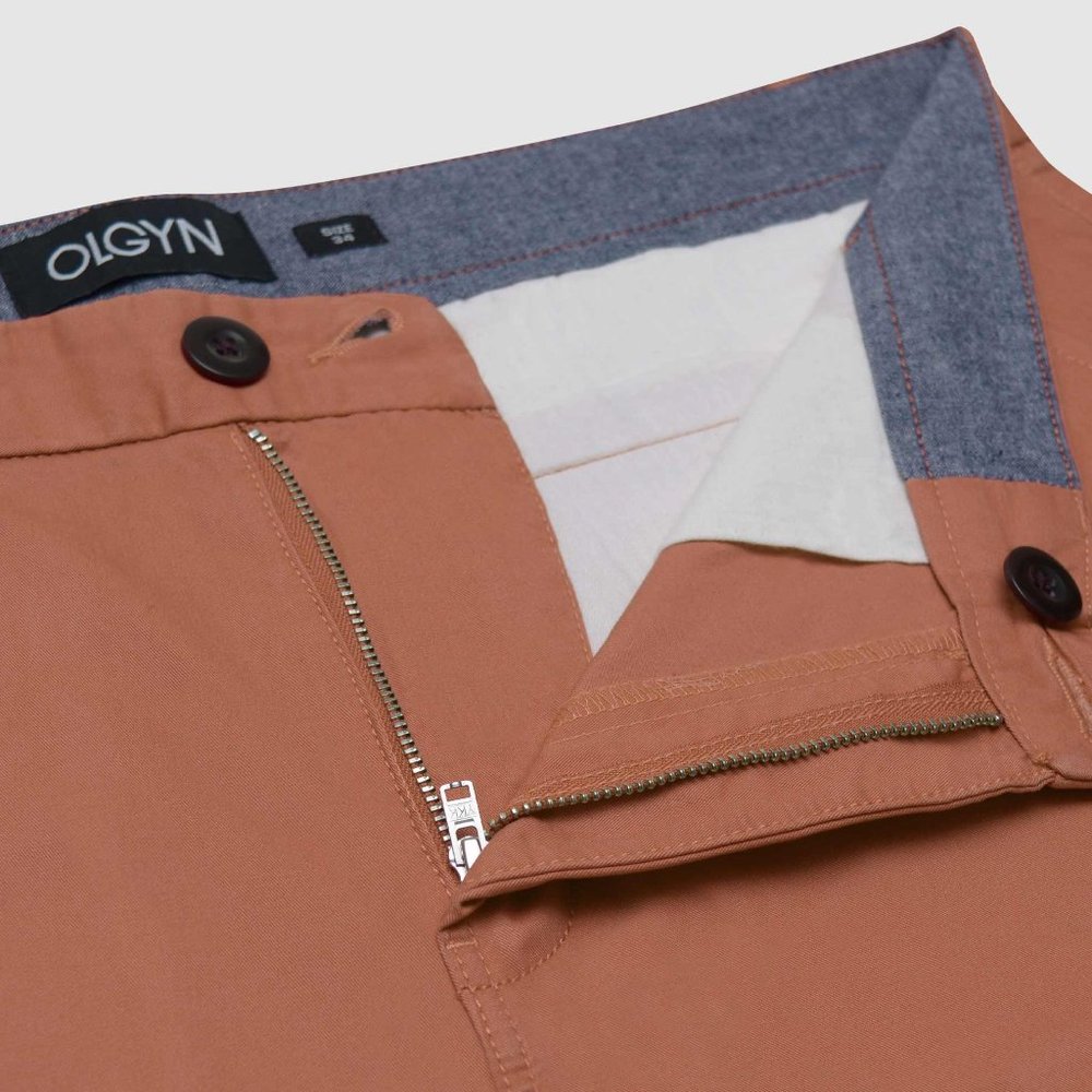 OLGYN Men’s Slim Fit Rust Chino Shorts - Picture 4 of 6